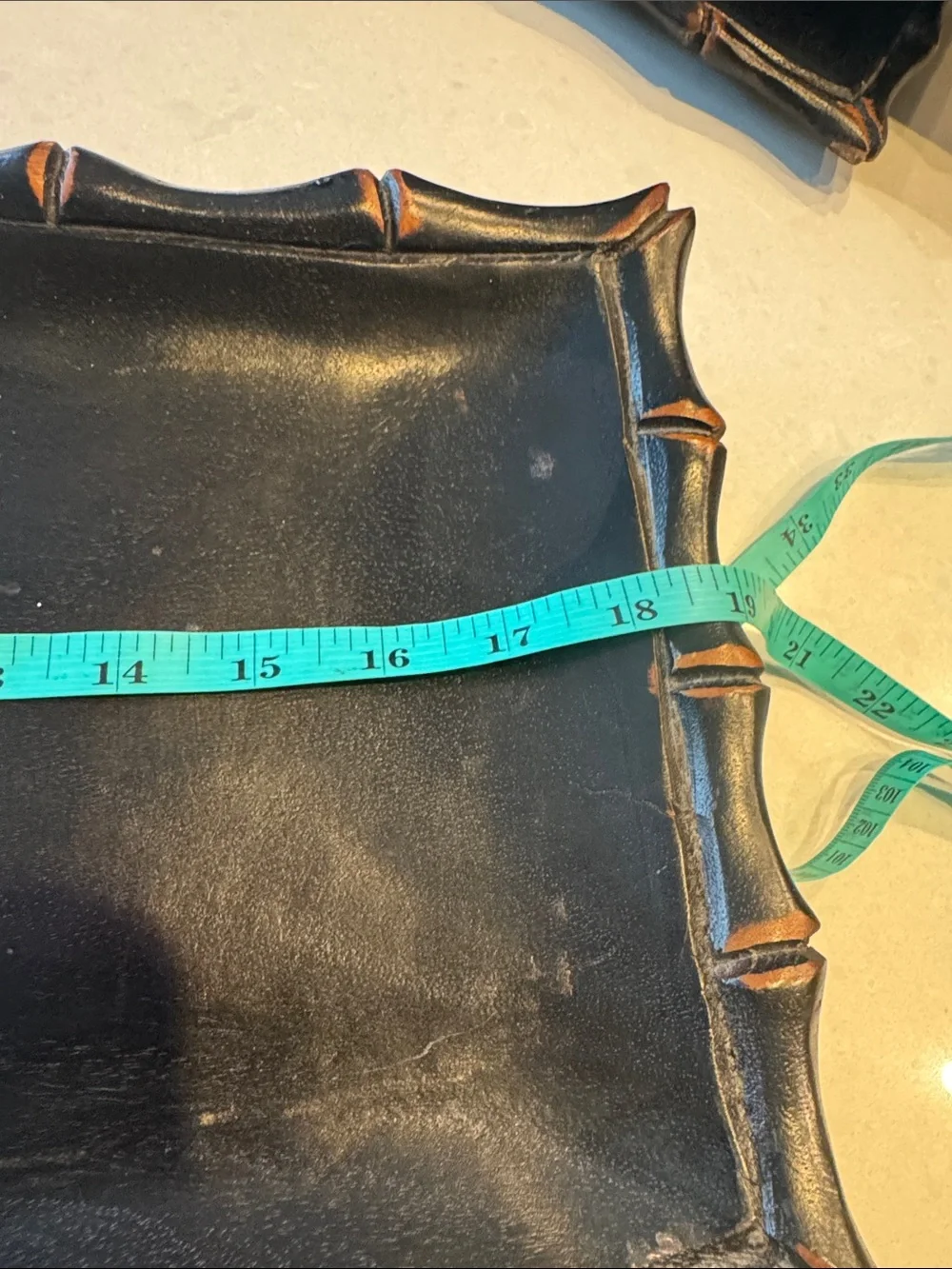 Pottery Barn  carved bamboo black Rectangular tray.